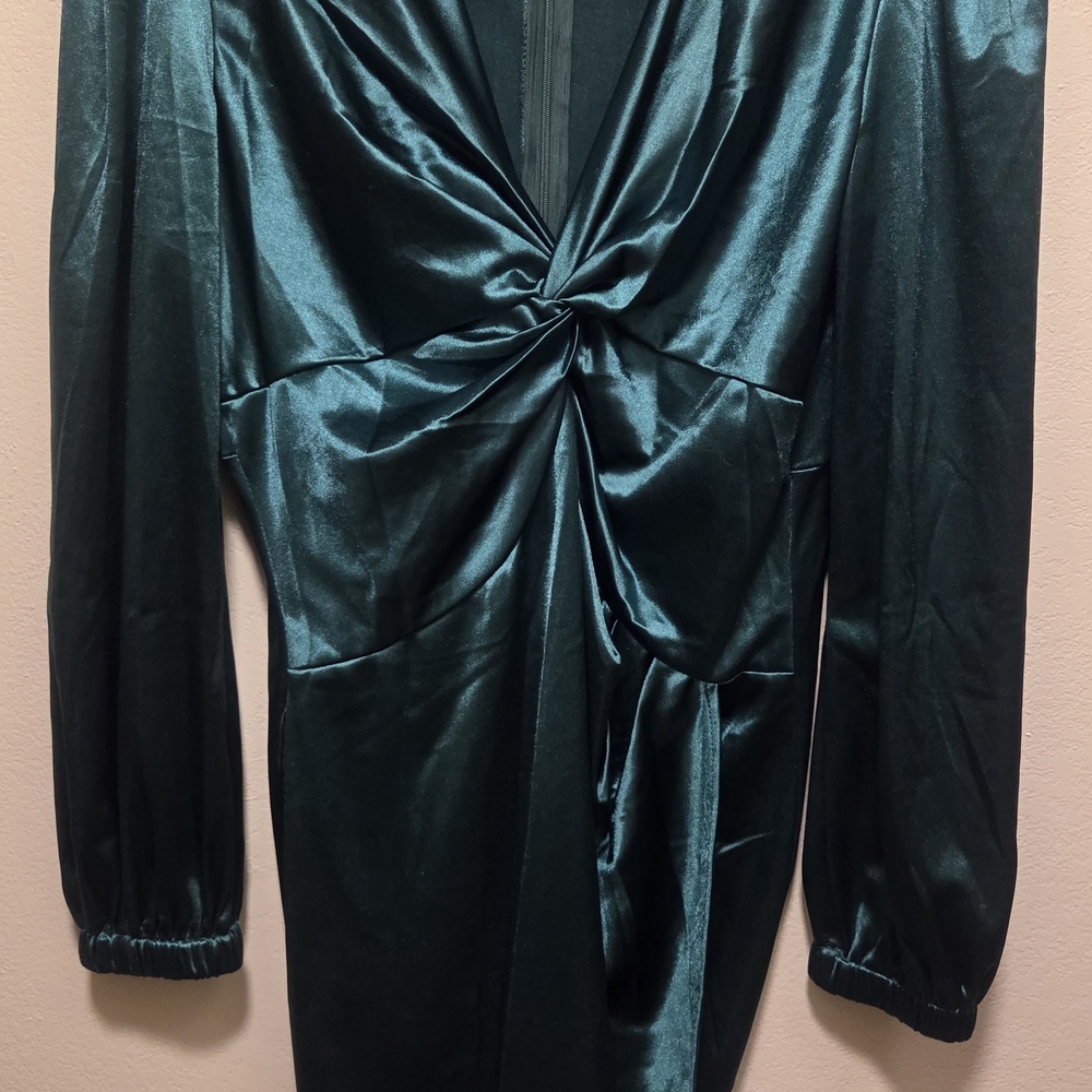 Elegant Green Satin Dress